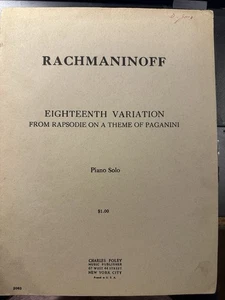 C 1953 Rachmaninoff Instrumental Sheet Music 18th Variation - Picture 1 of 2