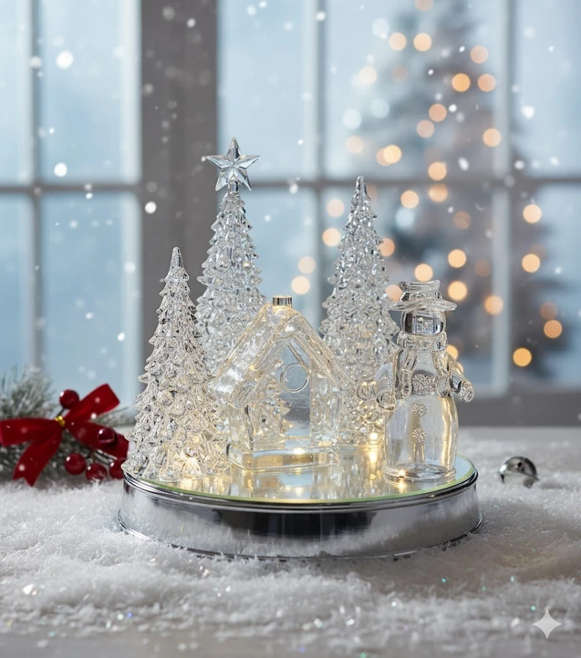 LUMIDA Xmas LED-Spiegeltablett 5 Acryl-Dekoelemente Timer Ø22cm | Weihnachtsdeko - Bild 1 von 1