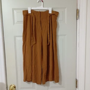 Shinestar Women's Wide Leg Linen Blend Pants Mustard Culottes  Size XL  - Picture 1 of 12