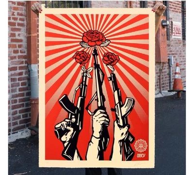 Shepard Fairey Guns And Roses Signed Poster Obey Giant Fine Art Graffiti - Image 1 of 2