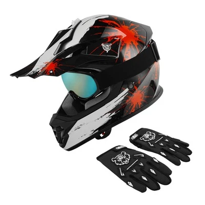 Casco y gafas de ATV para jóvenes guantes niños moto de tierra motocross todo terreno cara completa UTV Foto 1 de 4