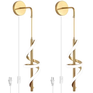Vloitgol Modern Plug in Wall Sconces Set of Two,4500K Neutral Light Plug in W... - Picture 1 of 8