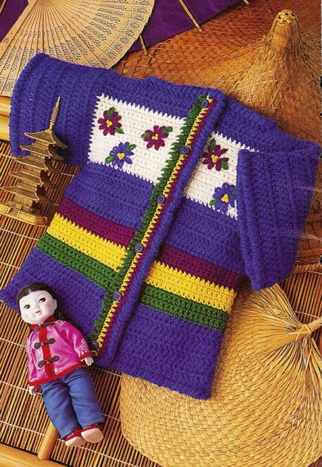 COLORFUL Mandarin Child's Sweater/CROCHET PATTERN INSTRUCTIONS - Image 1 of 1
