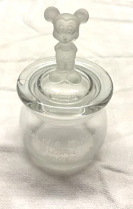 Disneyland Mickey 2008 Year of A Million Dreams Glass Candy Dish w/ Lid 6.5" - Picture 1 of 4