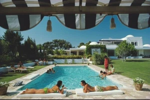 Pool In Sotogrande 1975 original Slim Aarons C print Archive stamp XL  20x24” in - Picture 1 of 3
