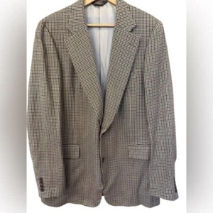 Paul Stuart Tweed Checked Wool Blazer Sport Coat Size 42 Extra Tall Brown Green - Picture 1 of 15