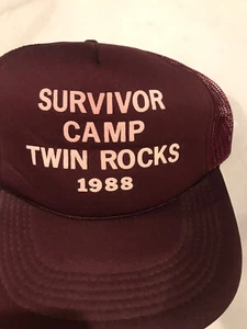 Vintage 80s 1988 Survivor Camp Twin Rocks Trucker SNAPBACK MESH Foam Hat Cap New - Picture 1 of 3