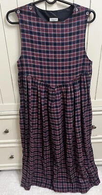 Maxi Vestido Jersey Vintage Para Mujer Laura Ashley Botón Cuadros Talla 8 *LEER* Foto 1 de 4