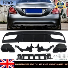 for Mercedes-benz W205 14-20 Black Edition Rear Diffuser Exhaust Tips C63 Style