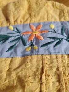 Flying Tomato Womens Yellow Sun Dress Embroidered Large Lightweight V Neck - Imagen 1 de 8