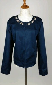Requirements Blue 3% Stretch Dressy Blue Denim Blazer Jacket Size 12 (L) Chain - Picture 1 of 9