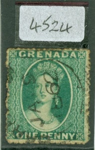 SG 1 Grenada 1861-62 1d bluish green. No WMK, rough perfs 14-16. Very fine... - Picture 1 of 2