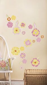 Kidsline Dena Bali Blossom Wall Appliques Stickers Girl's Nursery Flowers Pink 