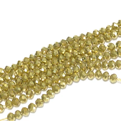 Glasperlen facettiert geschliffen ca. 2x1,5 mm messing metallic ca. 220 Perlen - Bild 1 von 4