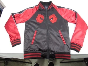 Marvel Deadpool Men's Varsity Style Jacket - Red Black Satin - Size Men's Small - Picture 1 of 9