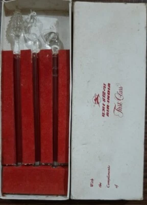 PALO SWIZZLE DE VIDRIO HECHO ESPECIALMENTE PARA AIR INDIA EN CAJA ORIGINAL RARO. Foto 1 de 2