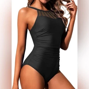 Women High Neck One Piece Swimsuit Tummy Control Bathing Suit - Picture 1 of 12