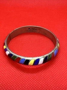 Vintage Siam Sterlingsilber Emaille Cloisonne aufklappbares Mädchen Armband - Bild 1 von 12