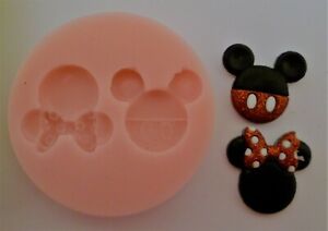 MICKEY & MINNIE MOUSE HEADS SILICONE MOULD FOR CAKE TOPPERS, CHOCOLATE, CLAY ETC