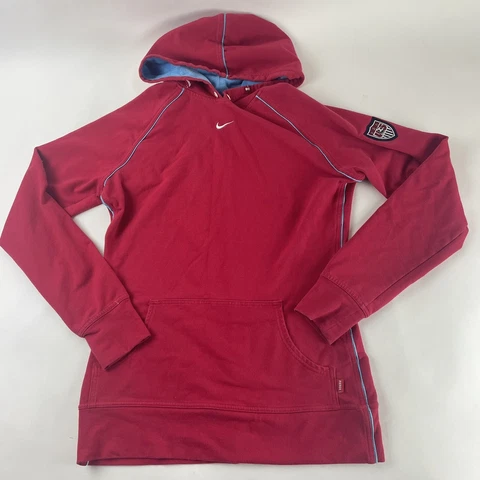 USA Soccer Nike Dri Fit Adult Womens Medium Red Pullover Hoodie Sweatshirt Cover