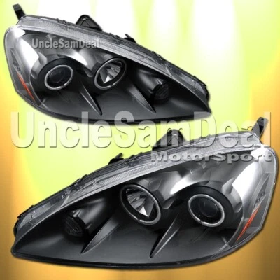 FOR 05-06 ACURA RSX DUAL X-BRIGHT LED HALO RIM CLEAR PROJECTOR BLACK HEADLIGHTS - Image 1 of 2