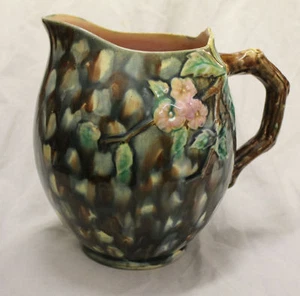 Antique Large Victorian Majolica Pitcher Etruscan Hawthorn - Picture 1 of 7