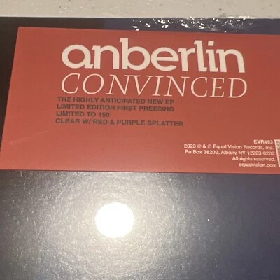 Anberlin - CONVINCED EP Clear w/Splatter Vinyl Limited x/150 Brand New Sealed  - Imagem 1 de 3