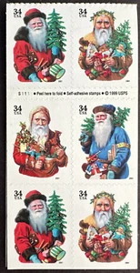US 2001 SCOTT 3544d Booklet Pane of 6 Mint Stamps NH 34c SANTA CLAUS - Picture 1 of 2