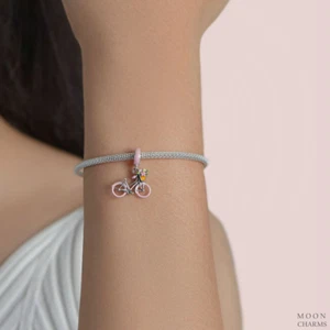 Authentisches Barbie Fahrrad Sterlingsilber rosa Fahrrad Valentinstag Geschenke Charms - Bild 1 von 4