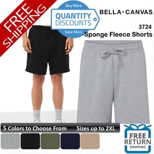 🔥 Bella + Canvas Men Sponge Fleece Shorts Side Pockets Blend Up To 2XL 3724 - Picture 1 of 31