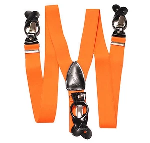 Nuevo Y Back Para Hombre Naranja Suspendedores Brackets Elásticos Clips Botones Boda Formal - Imagen 1 de 2