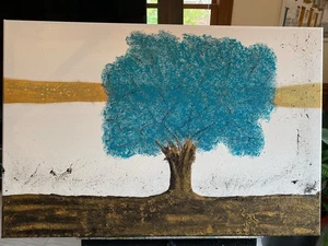 Pintura al óleo original sobre lienzo “Soledad azul”  - Imagen 1 de 5