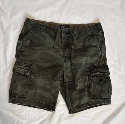 Pantalones Cortos Abercrombie Fitch Para Hombre 36 Verde Camuflaje Y2K De Colección Botón Mosca Carga Foto 1 de 4