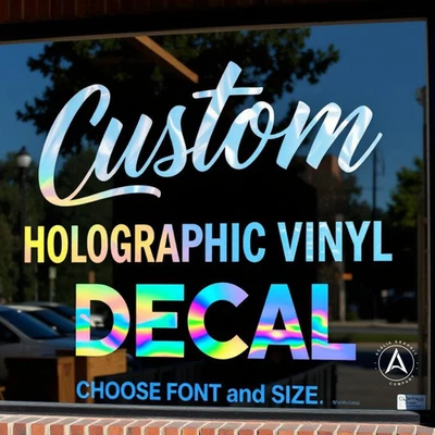 Holographic Custom Text Vinyl Lettering Sticker Decal Personalized -ANY TEXT CAR - Image 1 of 4