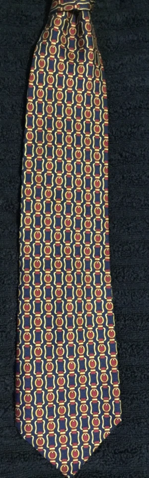 Neiman Marcus Silk Tie Navy Buckle Link 4x57 - Image 1 of 3