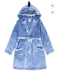Wonder Nation Shark Robe Boys Size M (8) Blue Super Soft Long Sleeve Bath Robe - Picture 1 of 9