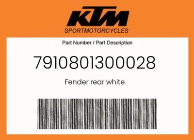 KTM Genuine Fender Rear White - 7910801300028 - Image 1 of 4