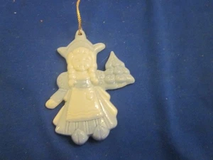 Vintage Blue & White Porcelain Dutch Girl Christmas Ornament - Picture 1 of 3