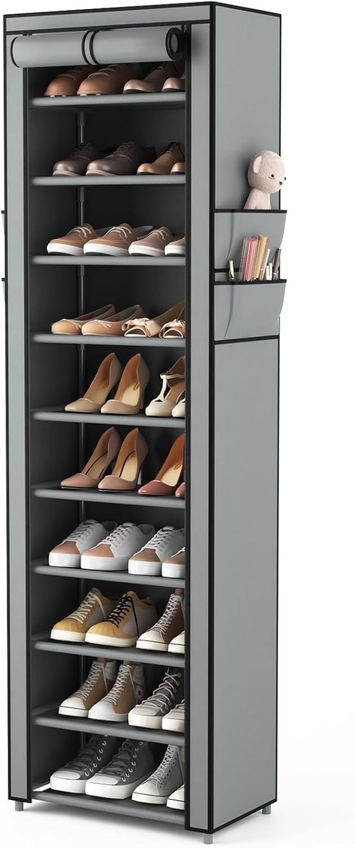 Shoe Organizer Bonkiss Covered Shoe Rack Tall Metal Shoes Rack ...