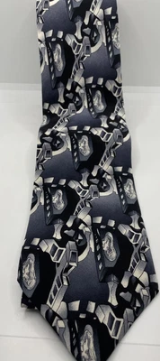 Corbata de Colección Jerry Garcia Blanco y Negro -LIZARD BOARD- Colección Abstracta Foto 1 de 4