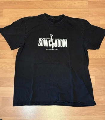 Camiseta Grande Estilo Grunge Sonic Boom Records Seattle Washington Usada Foto 1 de 4