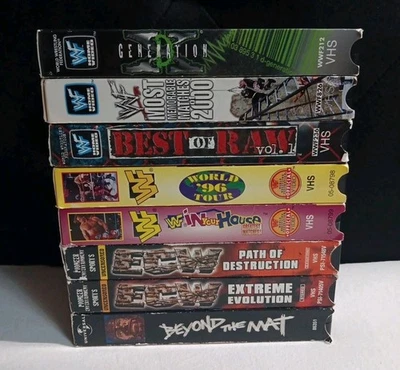 8x Wrestling VHS Tape Lot WWF ECW - In Your House World Tour 96 Best Of Raw + - Image 1 of 4