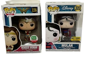 Funko Pop Disney 323 Mulan Diamond Hot Topic Ex. & 226 Wonder Woman LE *BOX WEAR - Picture 1 of 13