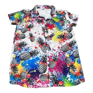 Funnycokid Short-Sleeve Hawaiian Graphic Neon Pineapple Shirt Youth XL Women XS - Picture 1 of 3