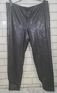 Banana Republic Damen Größe 14 Vegan Schwarz Leder Legging Hose Elastischer Bund - Bild 1 von 8