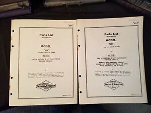 Briggs & Stratton Model 6H Engine Parts Lists 2 different 1952 clean illustrated