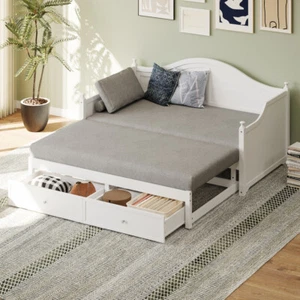 Twin Daybed with Storage Drawers Modern Daybed Frame for Living Room - Picture 1 of 53