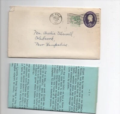 United States used entire U540 WX193 pair DeKalb IL to Colebrook NH with letter - Image 1 of 2