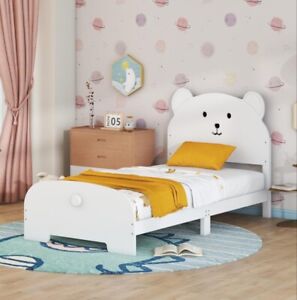Twin Size Polar Bear White Bear Bed Frame Kids Cute Animal  Tail