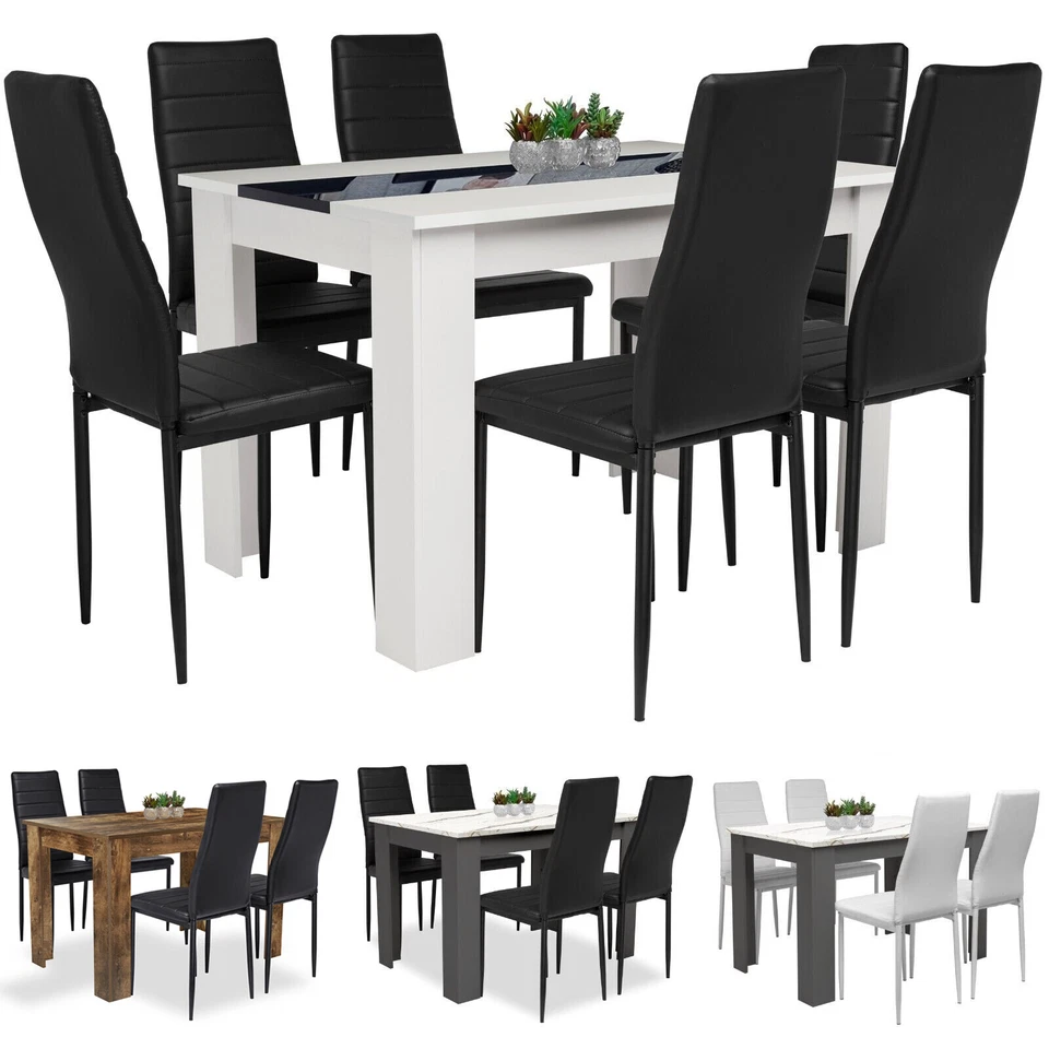 Wooden Dining Table and Chairs Set of 4 HIGH BACK Seat Kitchen Room Furniture - Image 1 of 1